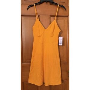 Women's Wild Fable Mini Knit Ribbed Skater Dress Gold Size S NWT